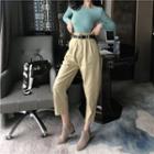 Cropped Long-sleeve Top / High Waist Cropped Pants