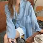 Long Sleeve Plain Crinkled Shirt