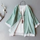 Layered Frog-button 3/4-sleeve Jacket