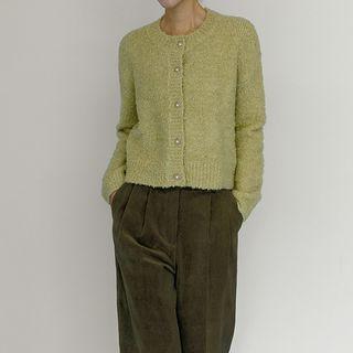 Faux-pearl Boucl  Cropped Cardigan