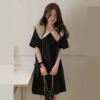 Color Block Peter Pan Collar Loose-fit Dress