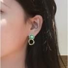 Resin Disc Alloy Hoop Dangle Earring Green - One Size