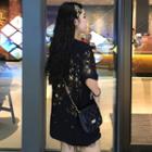 Short-sleeve Glitter T-shirt Black - One Size