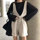 Crew-neck Long-sleeve T-shirt / Drawstring Jumper Shorts