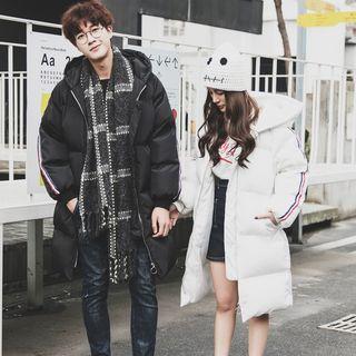 Couple Matching Striped Hooded Padded Jacket
