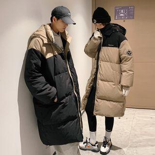 Hooded Two-tone Midi Padded Jacket
