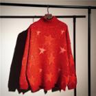 Mock-turtleneck Star Print Sweater