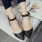 Ankle Strap Cut Out Pointy Flats