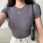 Cropped Round-neck Ribbed Top