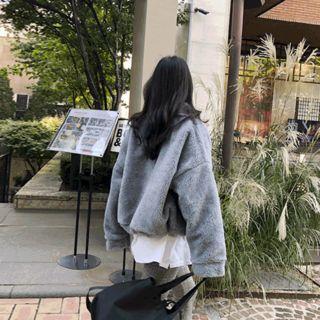 Drawstring-hem Fleece Jacket