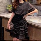 Glitter Mock Two Piece Short-sleeve Dress