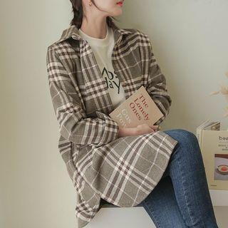 Plaid Cotton Longline Shirt