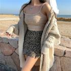 Long Open-front Cardigan / Knit Camisole Top