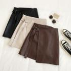 Leather Tie-waist A-line Skirt