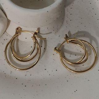 Hoop Earring 1 Pair - 257 - Gold - One Size