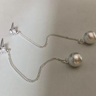 Bead Drop Earring 1 Pair - 925 Silver - Silver - One Size