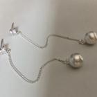 Bead Drop Earring 1 Pair - 925 Silver - Silver - One Size
