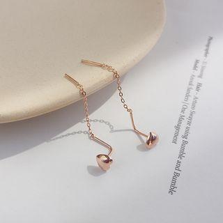 925 Sterling Silver Heart & Bar Dangle Earring As Shown In Figure - One Size