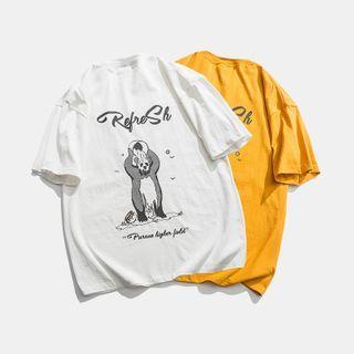 Elbow-sleeve Printed Tee