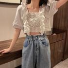 Short-sleeve Crochet Lace Cropped Blouse