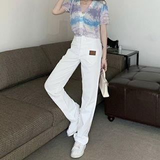 Tie Dye Short-sleeve Top / Straight Fit Jeans
