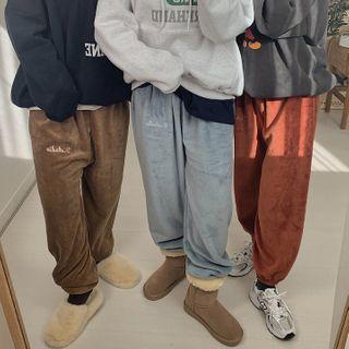 Letter Fleece Jogger Pants