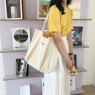 Canvas Embroidered Shopper Bag  - Bonjour