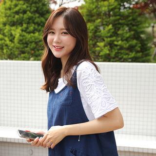 Embellished-sleeve T-shirt