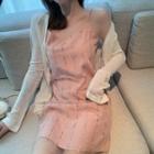 V-neck Sling Sequin Dress Pink - One Size