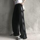 Side Striped Straight Cut Wide Leg Pants