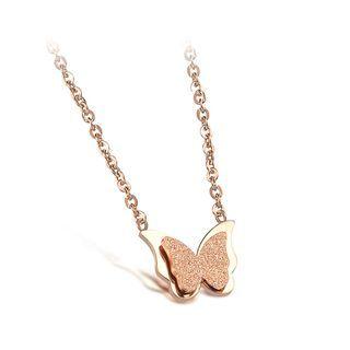 Fashion Elegant Plated Rose Gold Butterfly 316l Stainless Steel Necklace Rose Gold - One Size