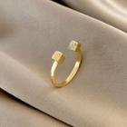 Cube Rhinestone Alloy Open Ring J523 - Gold - One Size