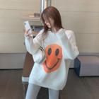 Crewneck Printed Loose-fit Sweater White - One Size