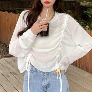 Long-sleeve Drawstring Design Top