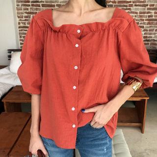 Puff-sleeve Frilled-detail Blouse
