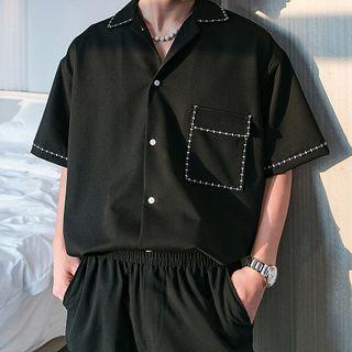 Short Sleeve Stitch Oversized Shirt