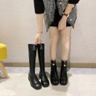 Faux Pearl Faux Leather Tall Boots