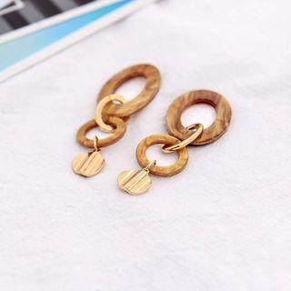 Acetate Hoop Dangle Earring Brown - One Size