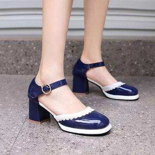 Two-tone Platform Block Heel Sandals