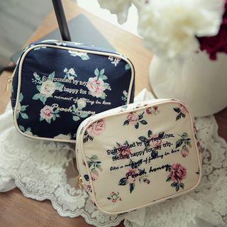 Embroidered Floral Print Pouch
