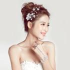 Bridal Set: Rhinestone Hair Comb + Bracelet With Ring
