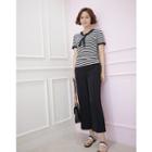 Tie-neck Stripe T-shirt