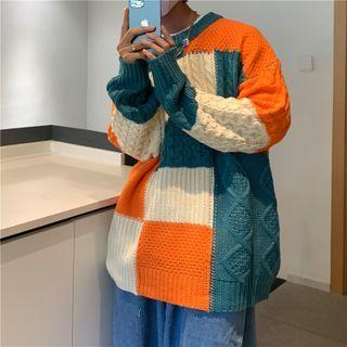 Color Block Patchwork Sweater