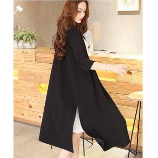 Set: 3/4-sleeve Long Jacket + Sleeveless A-line Dress