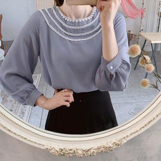 Lace-trim Round-hem Blouse