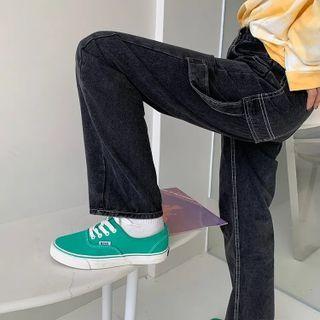 High Waist Stitch Cargo Jeans