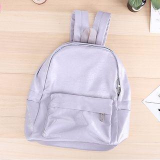 Plain Shimmer Nylon Backpack