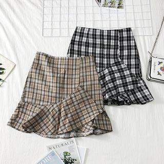 Ruffled Plaid Skirt