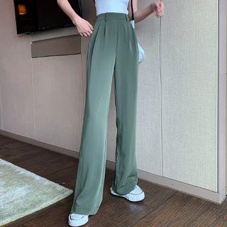 High-waist Wide-leg Slit Pants