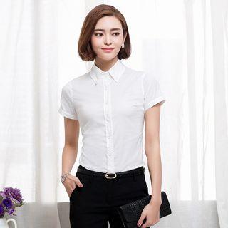 Plain Short-sleeve Dress Shirt